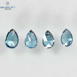 0.63 CT/4 PCS Pear Shape Natural Loose Diamond Blue Color I1 Clarity (4.57 MM)