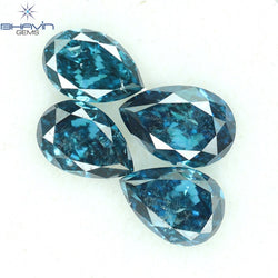 0.63 CT/4 PCS Pear Shape Natural Loose Diamond Blue Color I1 Clarity (4.57 MM)