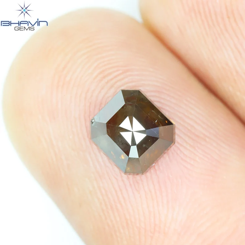 1.63 CT Square Emerald Diamond Dark Brown Color Diamond I3 Clarity (6.39 MM)
