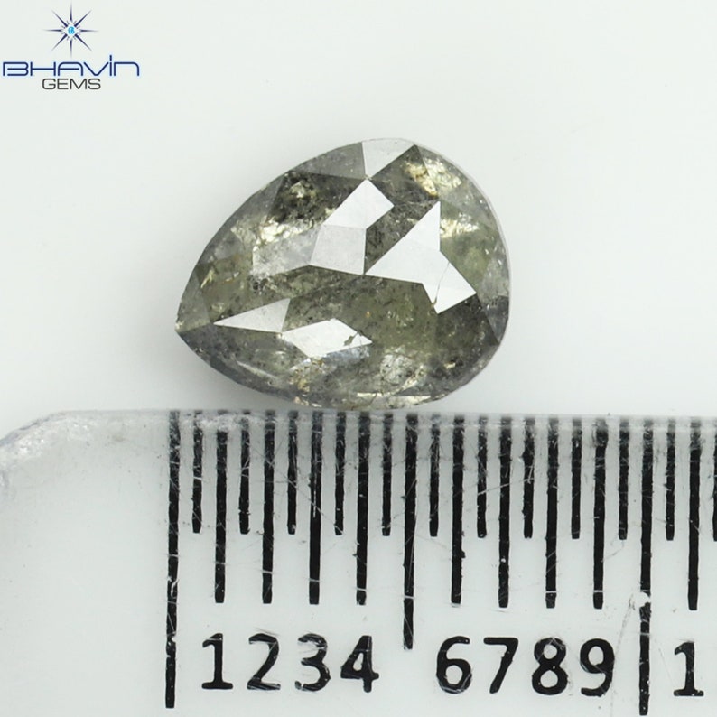1.07 CT Pear Shape Natural Diamond Salt And pepper Color I3 Clarity (7.21 MM)