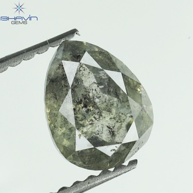 1.07 CT Pear Shape Natural Diamond Salt And pepper Color I3 Clarity (7.21 MM)