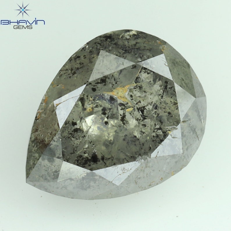 1.74 CT Pear Shape Natural Diamond Salt And pepper Color I3 Clarity (8.41 MM)