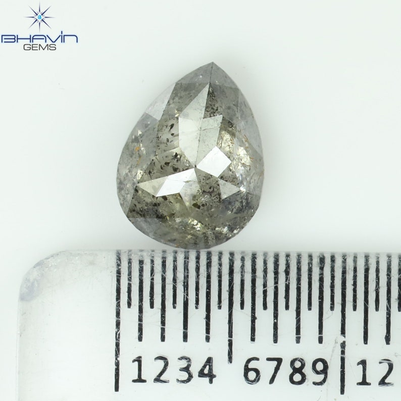 1.74 CT Pear Shape Natural Diamond Salt And pepper Color I3 Clarity (8.41 MM)