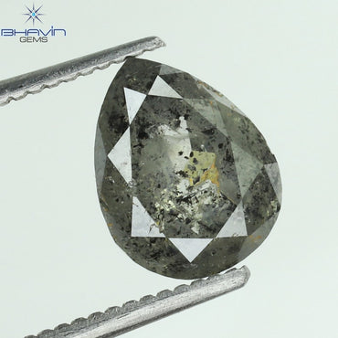1.74 CT Pear Shape Natural Diamond Salt And pepper Color I3 Clarity (8.41 MM)