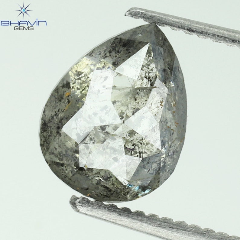 1.74 CT Pear Shape Natural Diamond Salt And pepper Color I3 Clarity (8.41 MM)