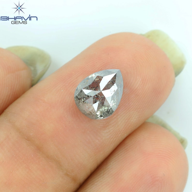 1.74 CT Pear Shape Natural Diamond Salt And pepper Color I3 Clarity (8.41 MM)