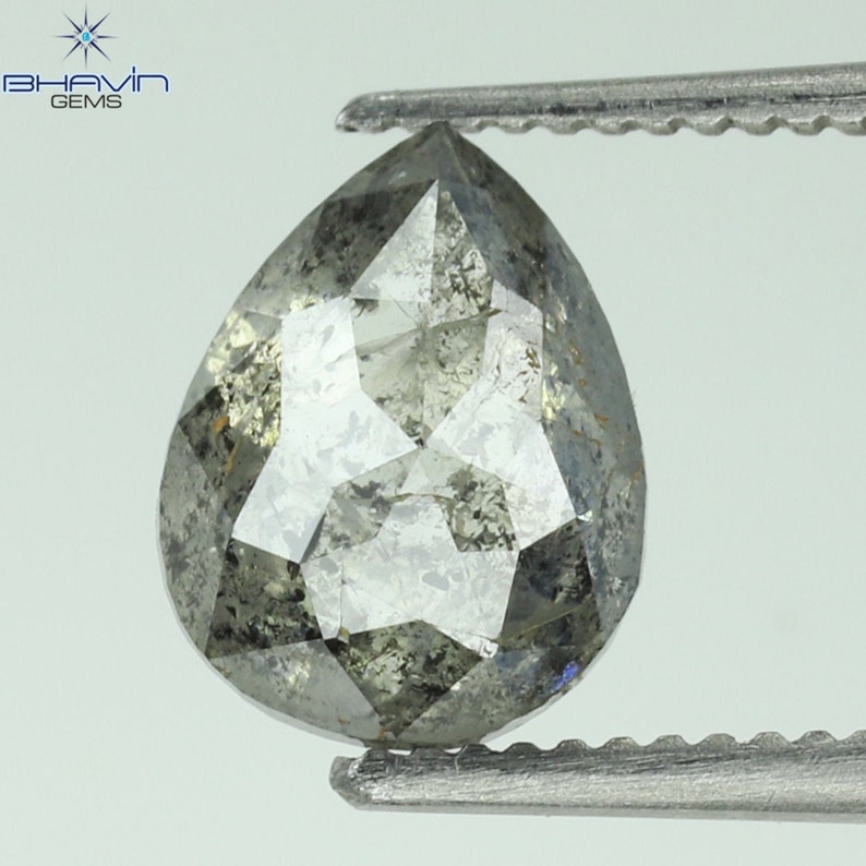1.74 CT Pear Shape Natural Diamond Salt And pepper Color I3 Clarity (8.41 MM)