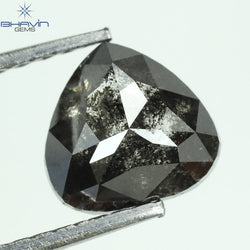 1.50 CT Pear Shape Natural Diamond Black (Salt And pepper) Color I3 Clarity (6.41 MM)