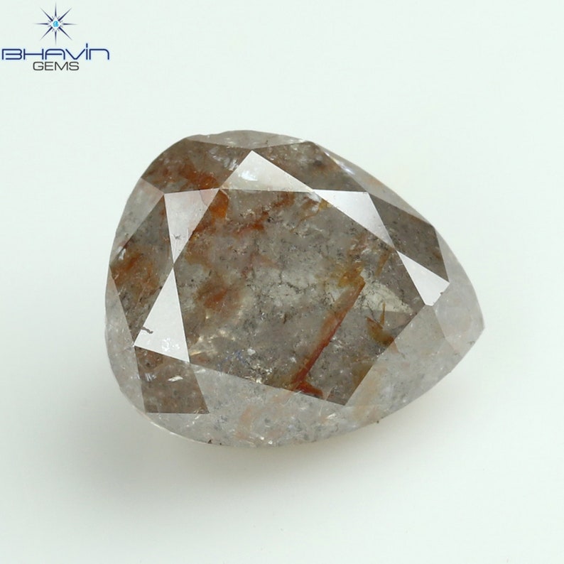 1.10 CT ペアシェイプ ナチュラル ダイヤモンド ソルト アンド ペッパー カラー I3 クラリティ (6.66 MM)