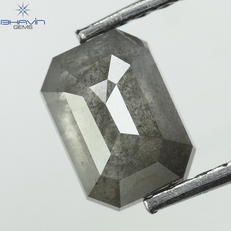 1.12 CT Square Emerald Diamond Salt And Pepper Diamond Clarity I3 (6.58 MM)