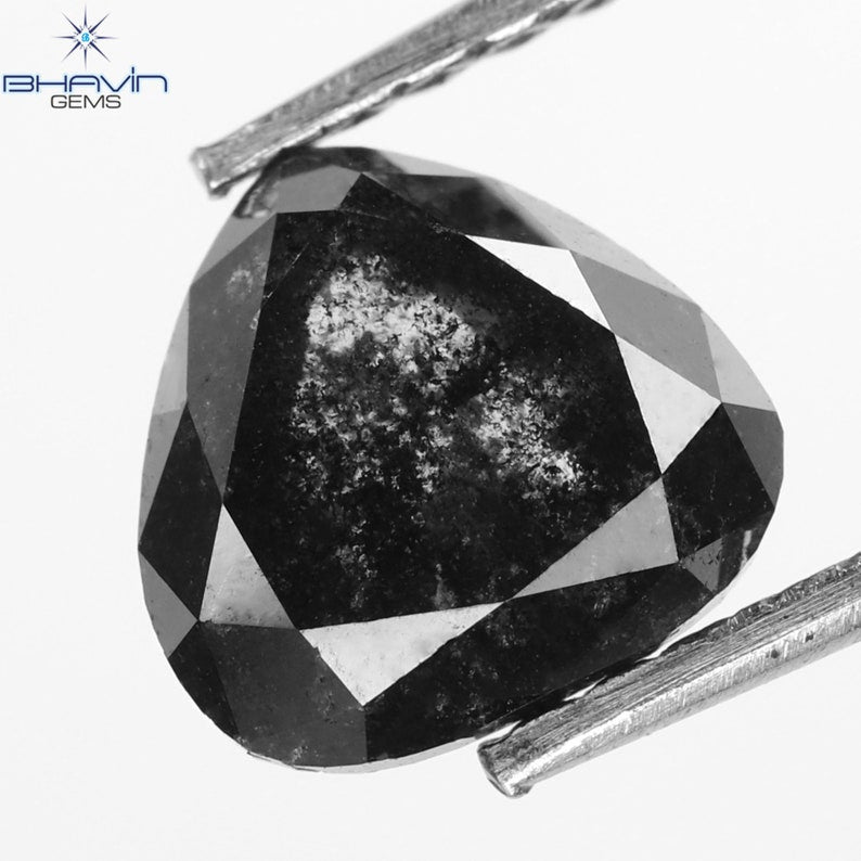 1.50 CT Pear Shape Natural Diamond Black (Salt And pepper) Color I3 Clarity (6.41 MM)