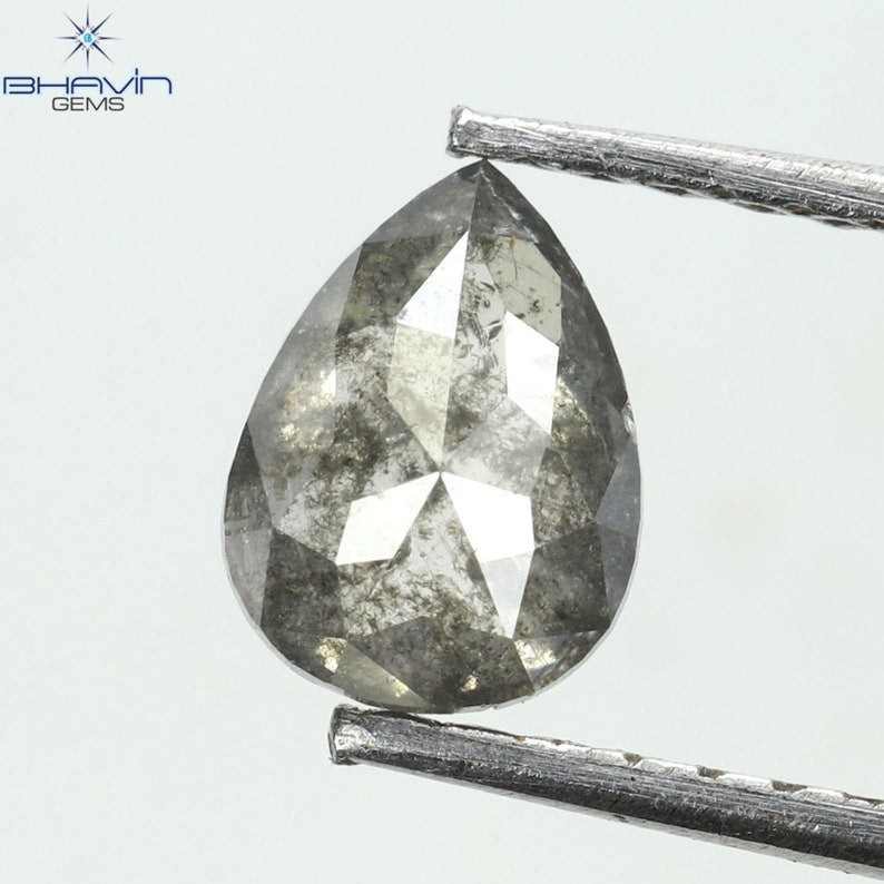 0.62 CT Pear Shape Natural Diamond Salt And pepper Color I3 Clarity (4.42 MM)