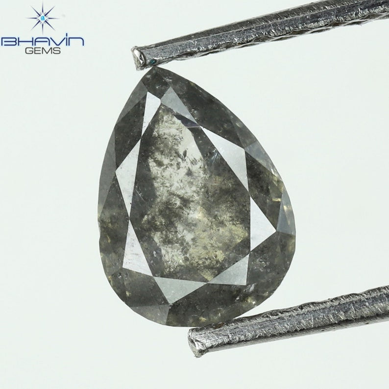 0.62 CT Pear Shape Natural Diamond Salt And pepper Color I3 Clarity (4.42 MM)