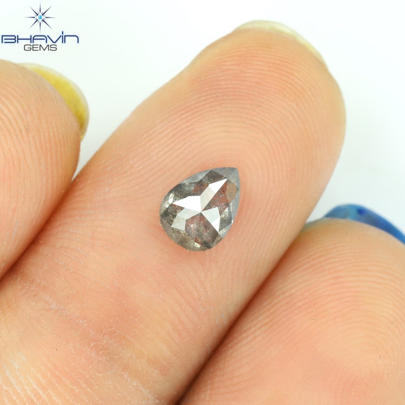 0.62 CT Pear Shape Natural Diamond Salt And pepper Color I3 Clarity (4.42 MM)