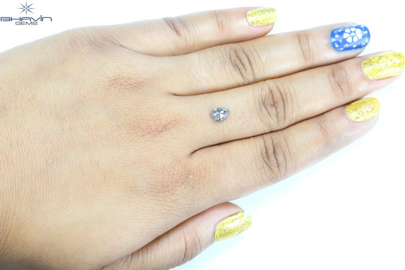 0.62 CT Pear Shape Natural Diamond Salt And pepper Color I3 Clarity (4.42 MM)