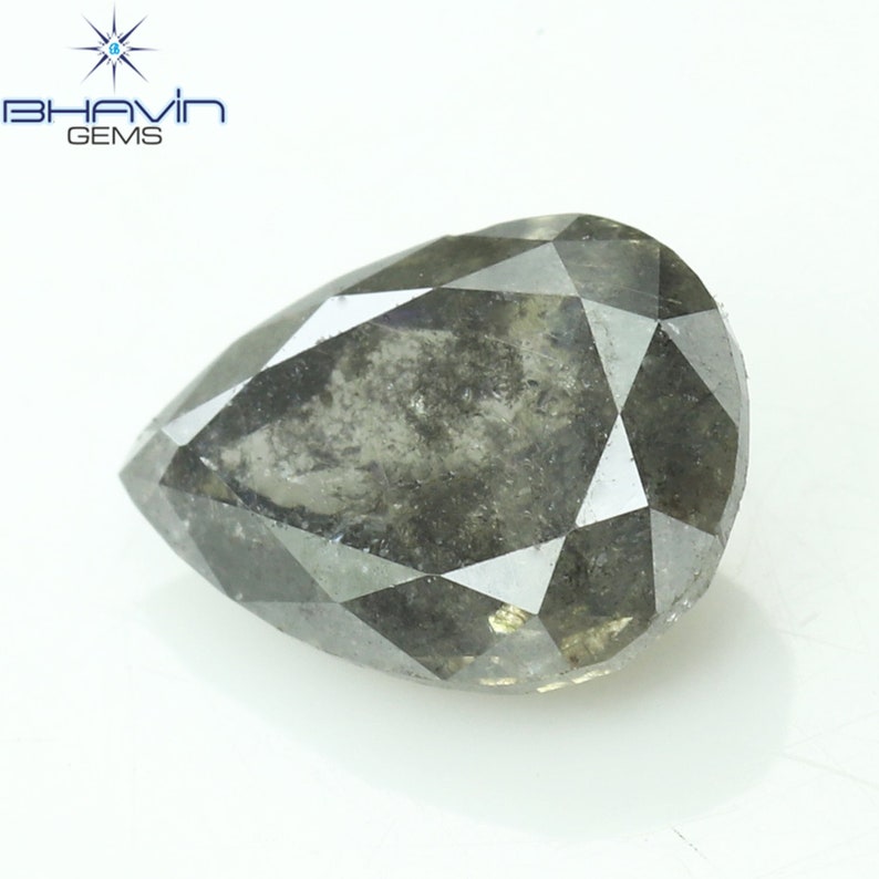 0.62 CT Pear Shape Natural Diamond Salt And pepper Color I3 Clarity (4.42 MM)