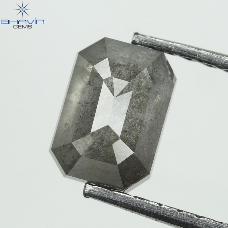 1.12 CT Square Emerald Diamond Salt And Pepper Diamond Clarity I3 (6.58 MM)