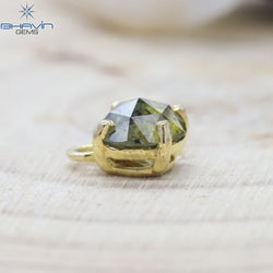 Diamond Pendant, Round Rose cut Diamond, Brown Green Yellow Diamond, Yellow Gold Pendant, Bridal Necklace, Pendant