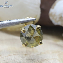 Diamond Pendant, Round Rose cut Diamond, Brown Green Yellow Diamond, Yellow Gold Pendant, Bridal Necklace, Pendant