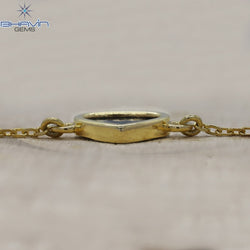 Diamond Bracelet, Heart Uncut Slice Rose cut Diamond, Blue Color, Yellow Gold String lock Engagement Wedding Gift