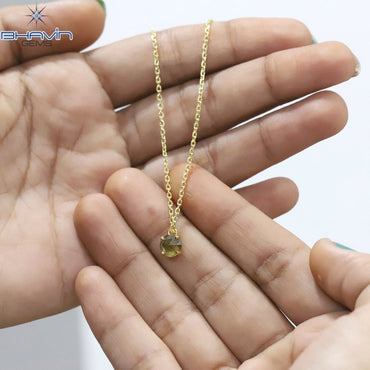 Diamond Pendant, Round Rose cut Diamond, Brown Green Yellow Diamond, Yellow Gold Pendant, Bridal Necklace, Pendant