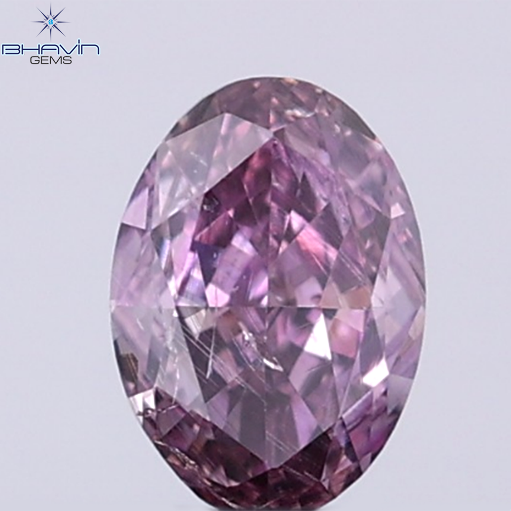 GIA Certified 0.25 CT Oval Shape Natural Diamond Brownish Purple-Pink Color I2 Clarity (4.67 MM)