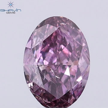 GIA Certified 0.25 CT Oval Shape Natural Diamond Brownish Purple-Pink Color I2 Clarity (4.67 MM)