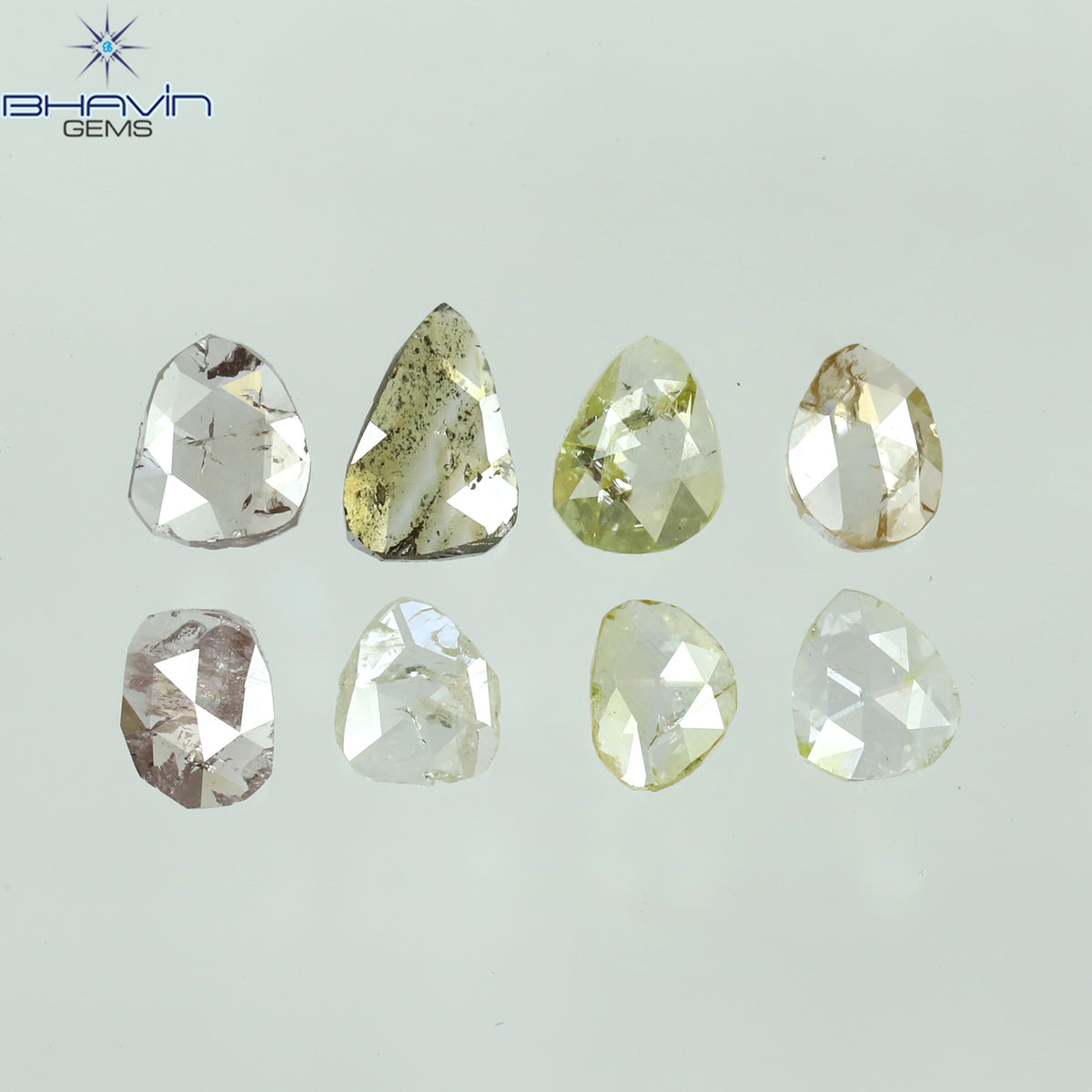 0.67 CT/8 Pcs Natural Polki Rose Cut Diamond Mix Fancy Color Clarity I2 (4.65 MM)
