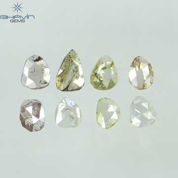 0.67 CT/8 Pcs Natural Polki Rose Cut Diamond Mix Fancy Color Clarity I2 (4.65 MM)