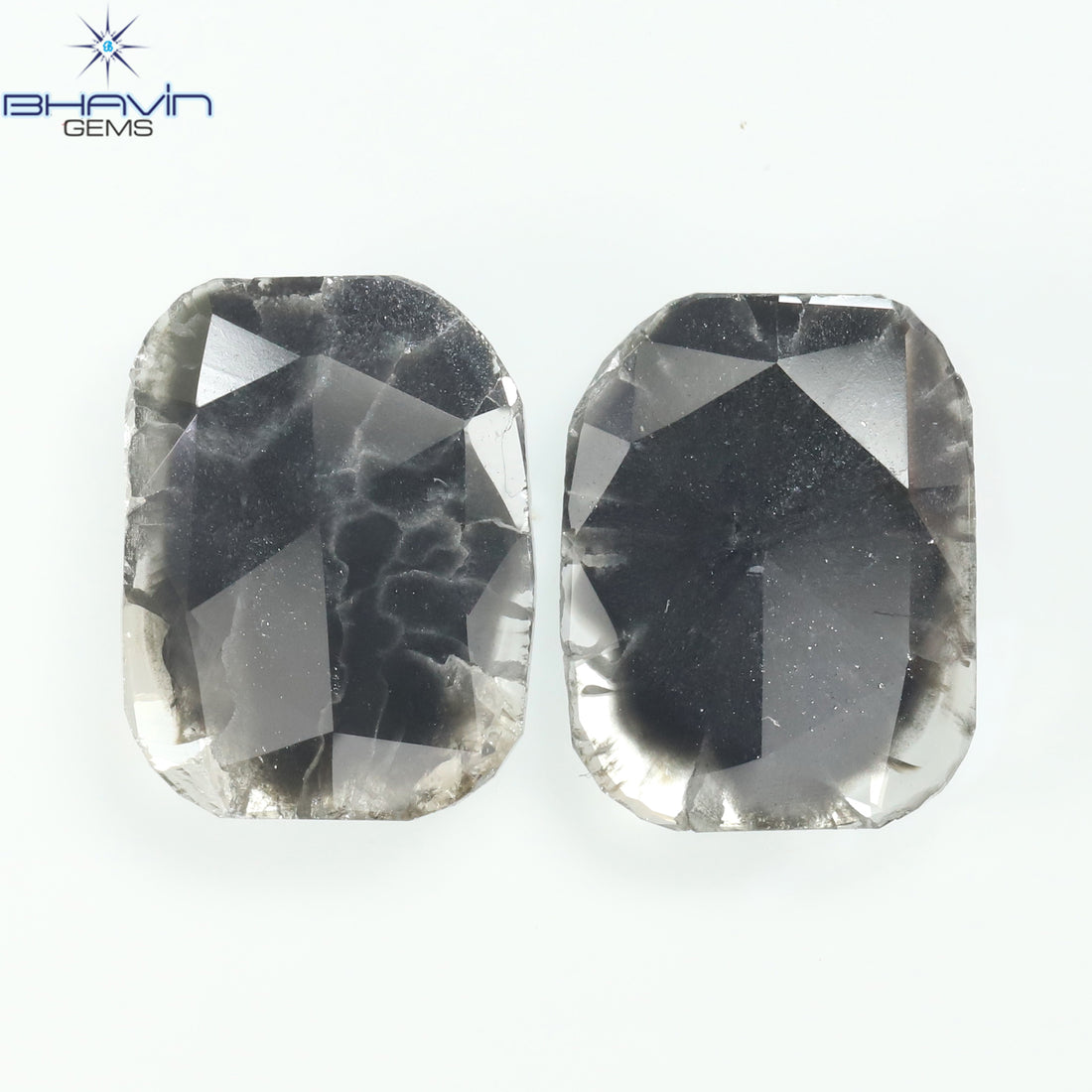 1.75 CT/5 ピース スライス形状 天然ダイヤモンド ソルト アンド ペッパー カラー I3 クラリティ (10.45 MM)