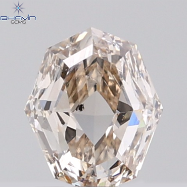 1.00 CT Heptagon Diamond Natural Brown Pink Color SI Clarity (6.72 MM)