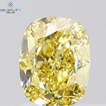 GIA Certified 1.00 CT Cushion Diamond Natural  Brownish Yellow Color VS2 Clarity (6.21 MM)
