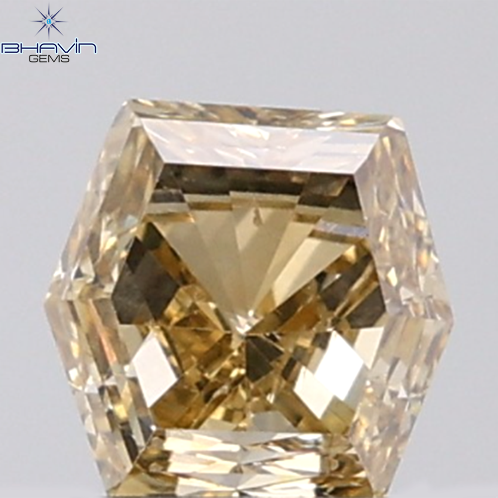 1.00 CT Hexagon Diamond Natural Brown Color VS2 Clarity (5.41 MM)