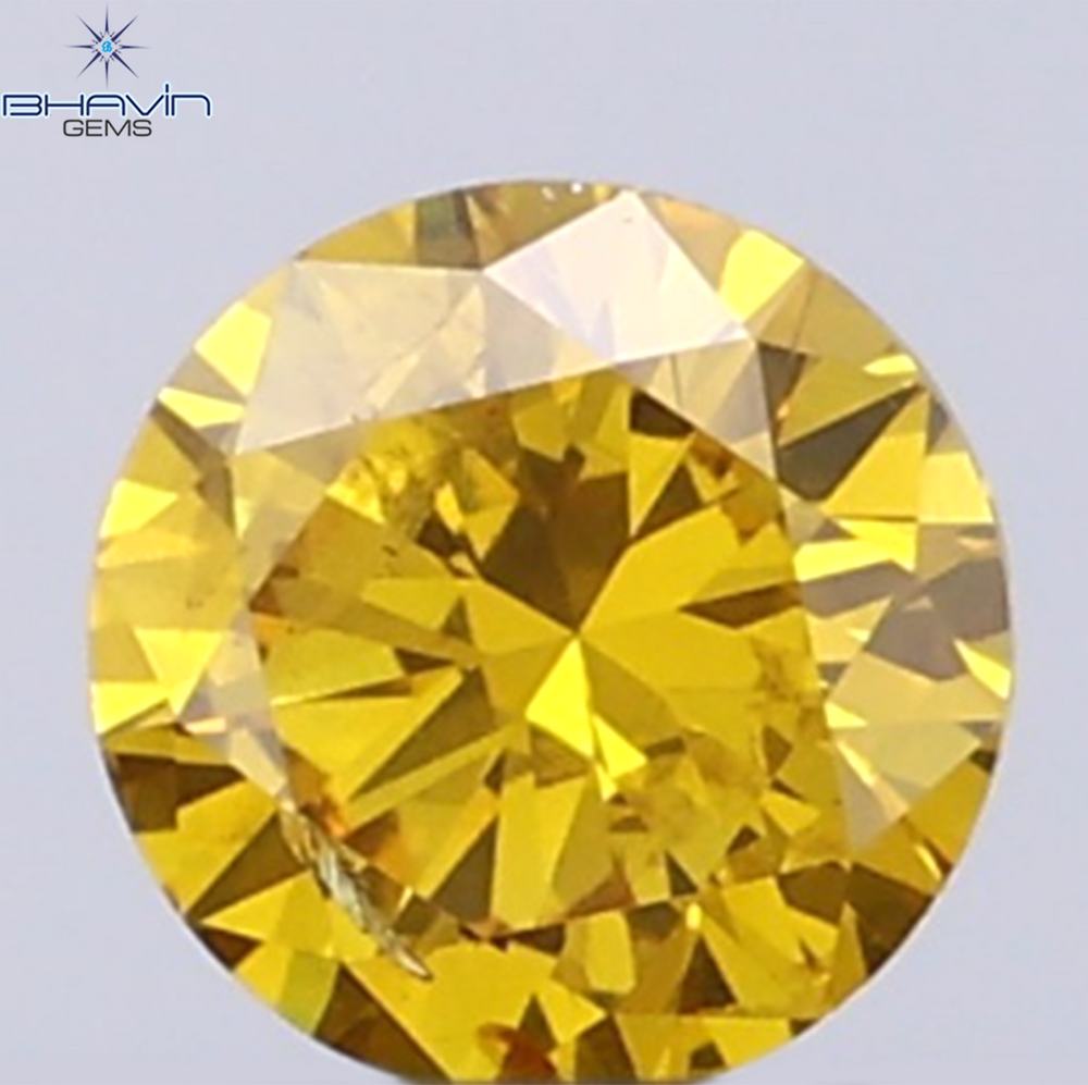 0.17 CT Natural Round Diamond Vivid Yellow Color Clarity SI2 (3.58 MM)