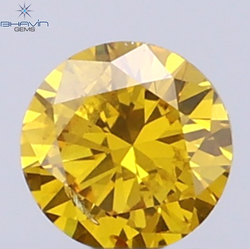 0.17 CT Natural Round Diamond Vivid Yellow Color Clarity SI2 (3.58 MM)