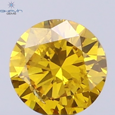 0.17 CT Natural Round Diamond Vivid Yellow Color Clarity SI2 (3.58 MM)