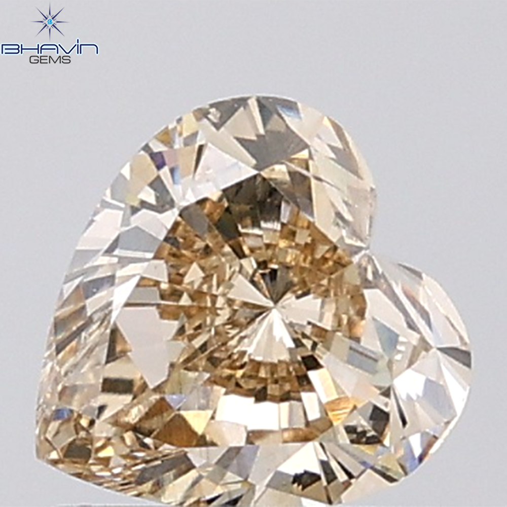 1.00 CT Heart Diamond Natural Brown Color VS2 Clarity (6.27 MM)