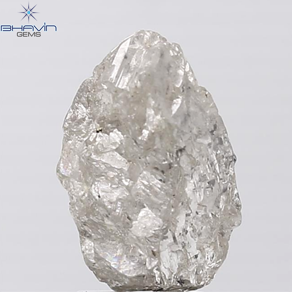 0.44 CT ラフシェイプ ナチュラル ダイヤモンド ブラック グレー (ソルト アンド パッパー) カラー I3 クラリティ (4.95 MM)