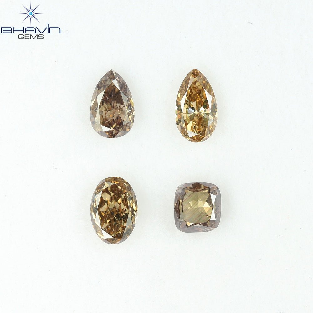 1.61 CT/4 Pcs Natural Mix Diamond Brown Color Clarity VS (6.12 MM)