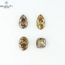 1.61 CT/4 Pcs Natural Mix Diamond Brown Color Clarity VS (6.12 MM)