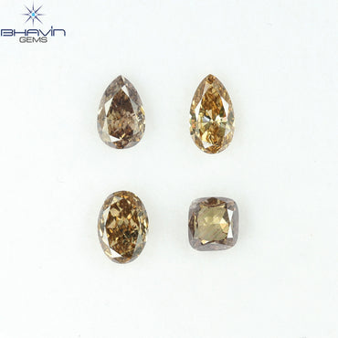 1.61 CT/4 Pcs Natural Mix Diamond Brown Color Clarity VS (6.12 MM)