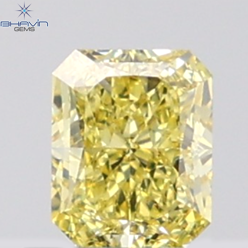 GIA Certified 0.63 CT Radiant Diamond Natural Yellow Color VVS2 Clarity (5.16 MM)