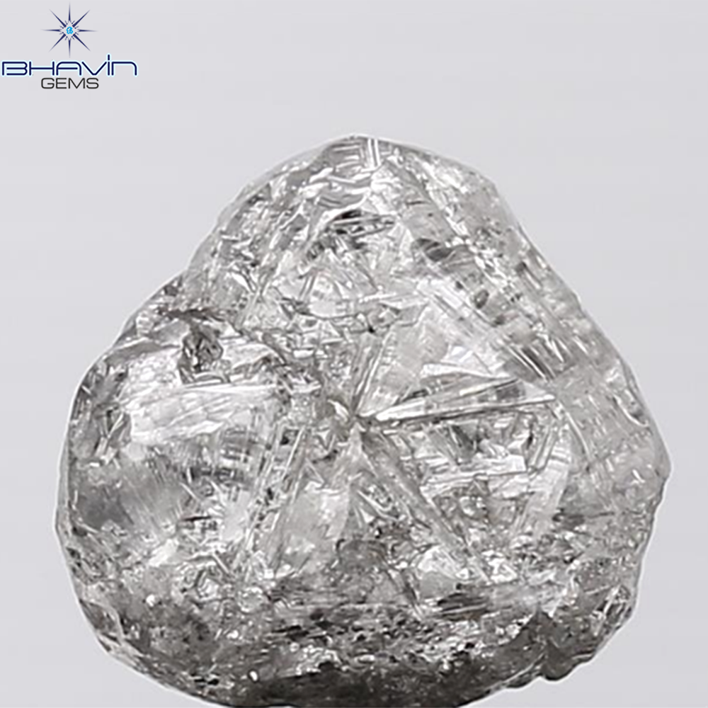 0.44 CT ラフシェイプ ナチュラル ダイヤモンド ブラック グレー (ソルト アンド パッパー) カラー I3 クラリティ (4.95 MM)