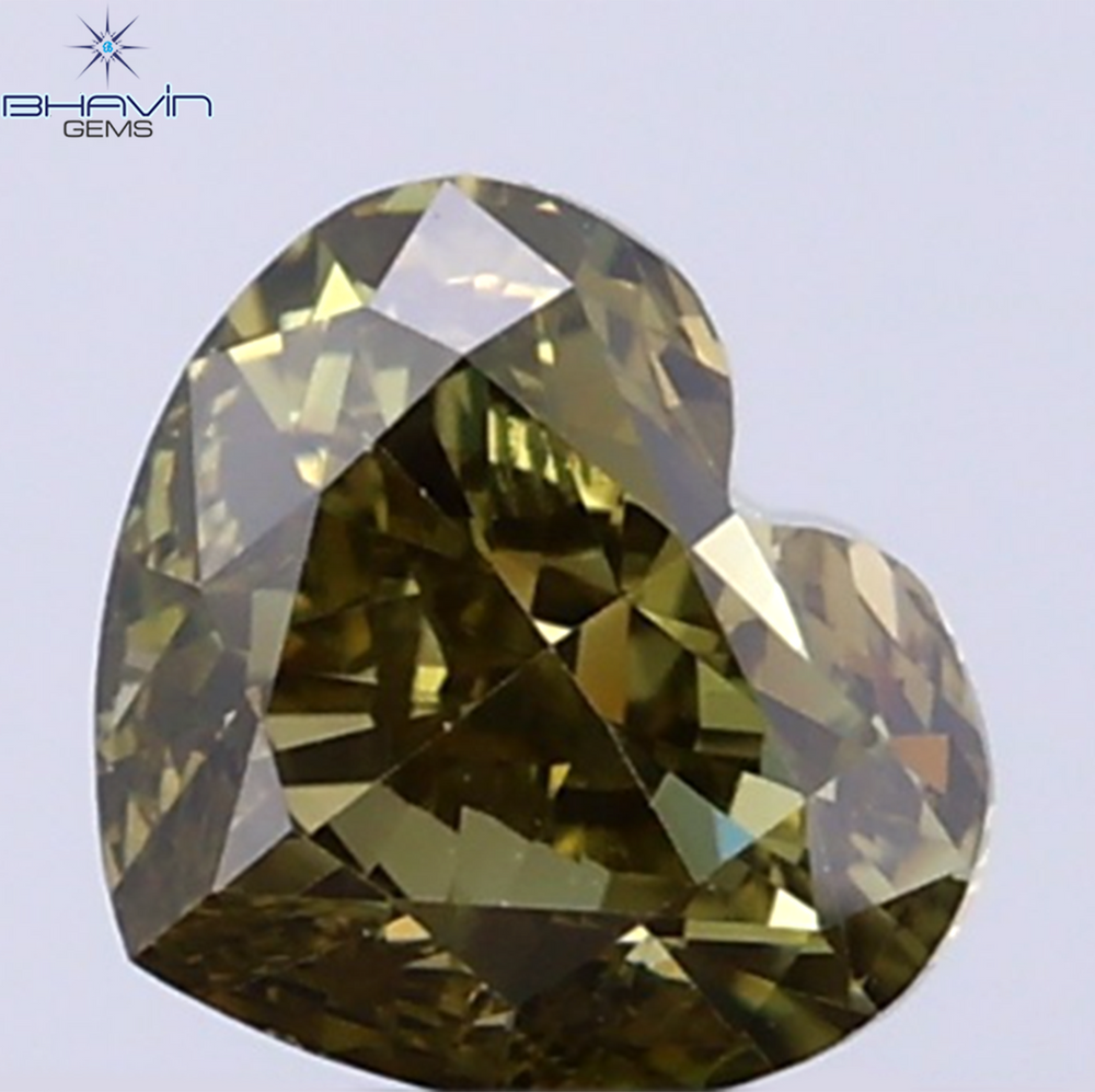 0.41 CT Natural Heart Diamond Green (Chameleon) Color Clarity VS2 (4.52 MM)