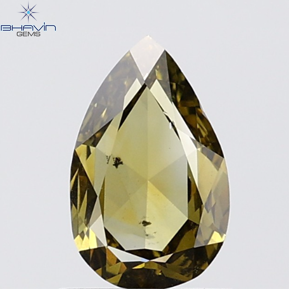 0.88 CT Pear Diamond Natural Green Color SI2 Clarity (8.46 MM)