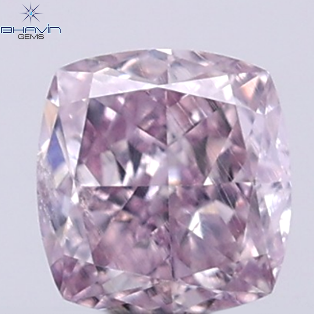 GIA Certified 0.25 CT Cushion Diamond Purplish Pink Color Natural Loose Diamond I1 Clarity (3.59 MM)