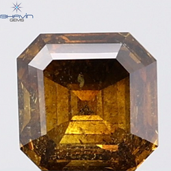 1.02 CT Asscher Diamond Natural Brown Orange Color I2 Clarity (5.53 MM)