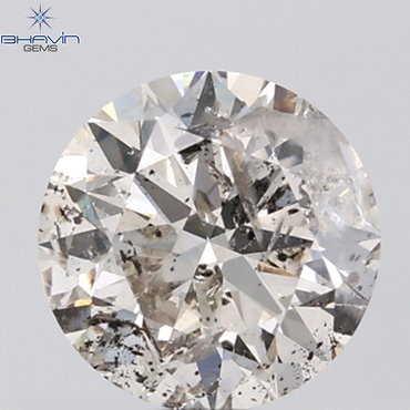 0.44 CT ラフシェイプ ナチュラル ダイヤモンド ブラック グレー (ソルト アンド パッパー) カラー I3 クラリティ (4.95 MM)