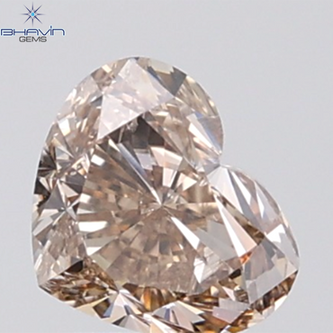 1.00 CT Heart Diamond Natural Brown Color SI Clarity (6.25 MM)