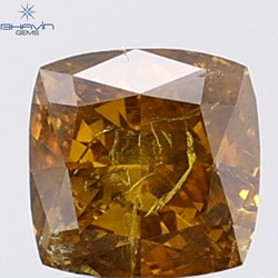 0.81 CT Cushion Diamond Natural Brown Orange Color I2 Clarity (5.13 MM)